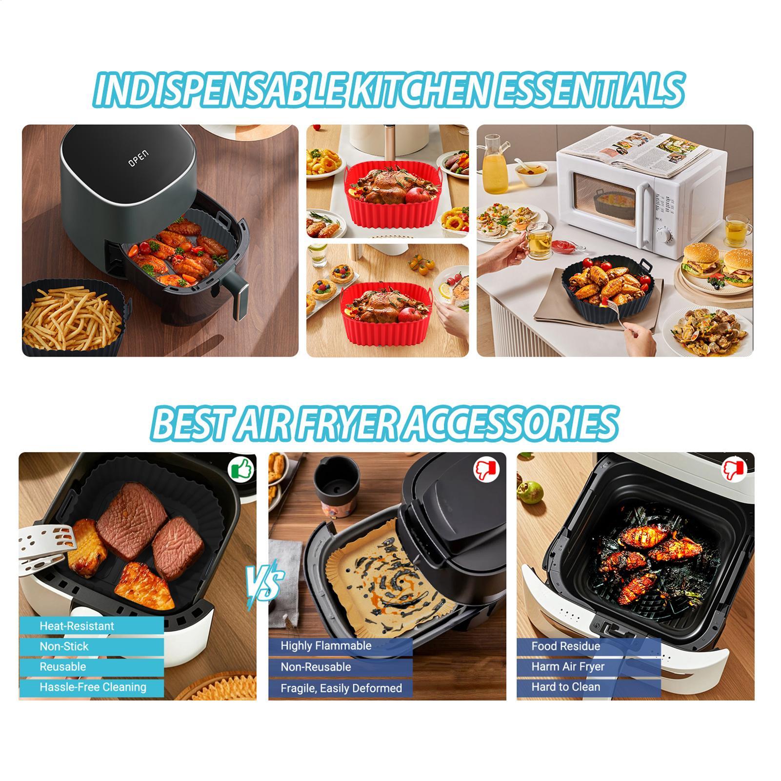 Silicone Air Fryer Liners Pot  - Kitchen Gadgets Men บทวิจารณ์และราคา