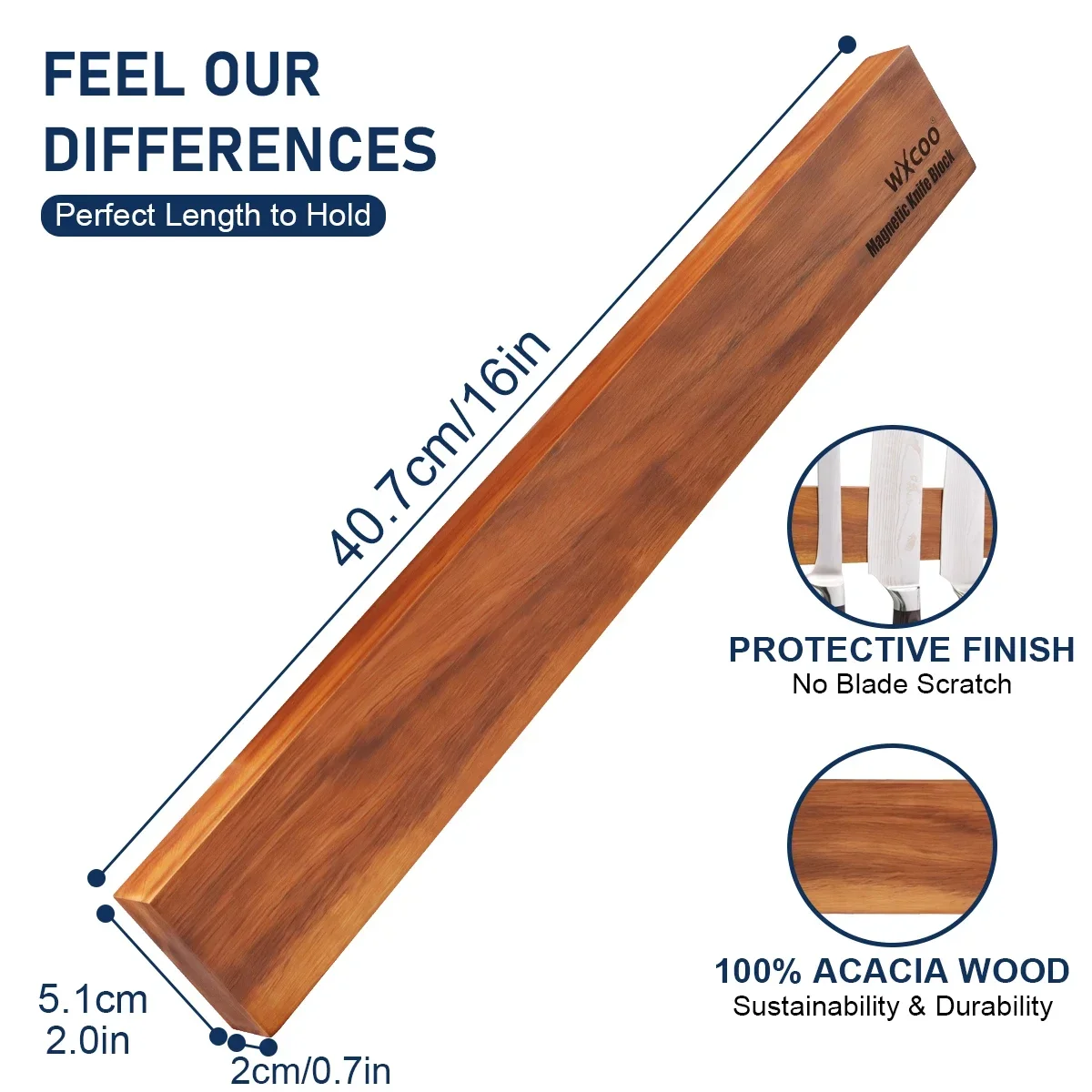 Acacia Wood Magnetic Knife Hol - Magnetic Knife Strip บทวิจารณ์และราคา